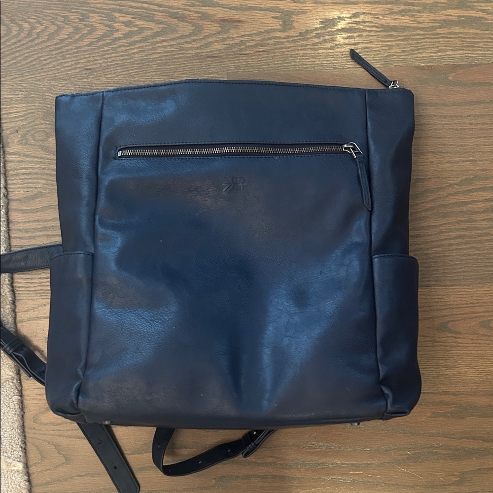 Freshly Picked Navy Leather Backpack/diaper bag